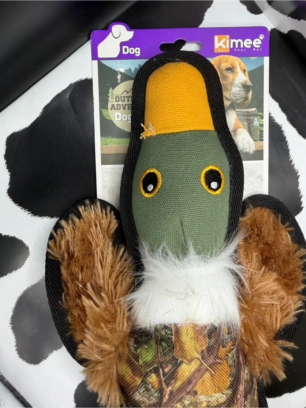 Kim’s Outdoor Adventure Plush Duck Dog Toy - Green & Brown Leaf Camo